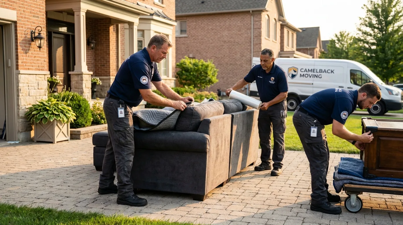 Large estate moving crew wrapping furniture in Cherokee, OK
