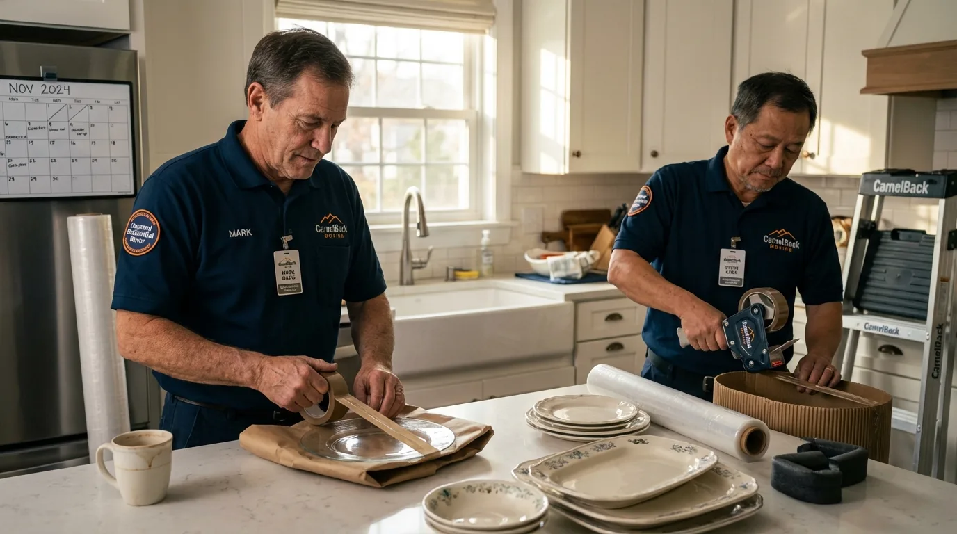 Professional crew packing kitchen dishware in Cherokee, OK